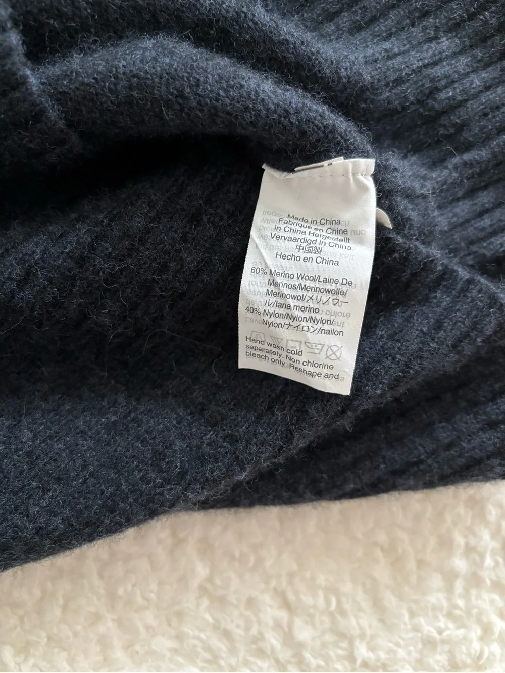 J.Crew Merino Wool Quarter Zip Sweater Navy Sz Est. Small